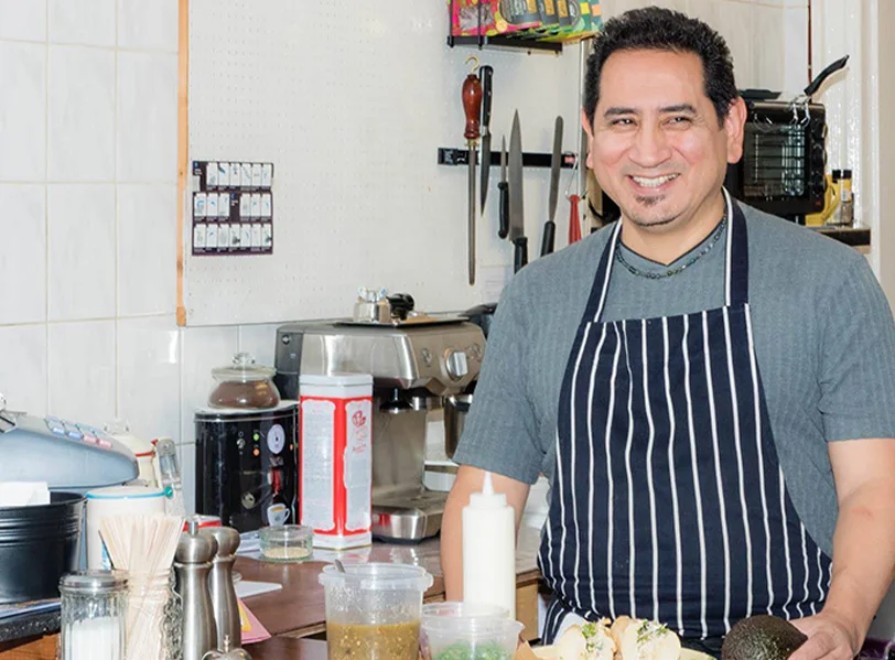 Francisco Talavera in the Casa GourMex kitchen